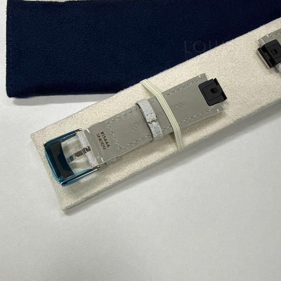 Louis Vuitton Monogram Canvas Watch Strap for Tambour UNUSED White/Gray Leather image 5