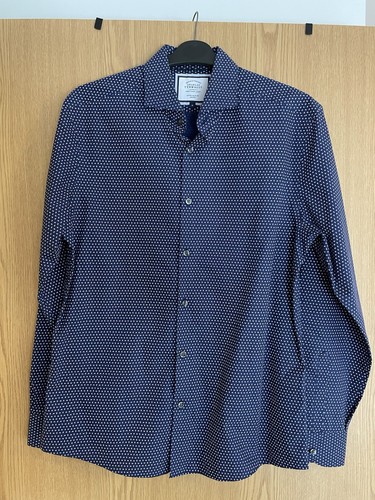 Charles Tyrwhitt Men's Non-Iron Extra Slim Fit Shirt Navy Blue Size M