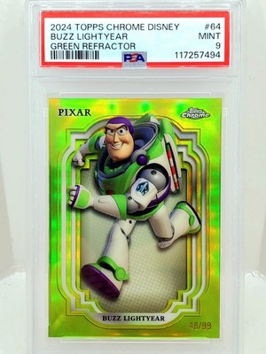 2024 Topps Chrome Disney Buzz Lightyear Green Refractor 48/99 PSA