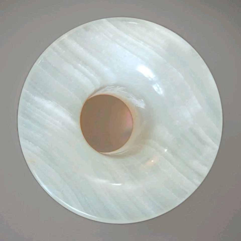 Jarrón vintage de mármol verde ónix piedra natural jade vena roja peso pesado tulipán brote Foto 3 de 4