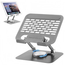 Adjustable Tablet Stand with 360 Rotating Base, Aluminum Dual-Rod Support, Co...