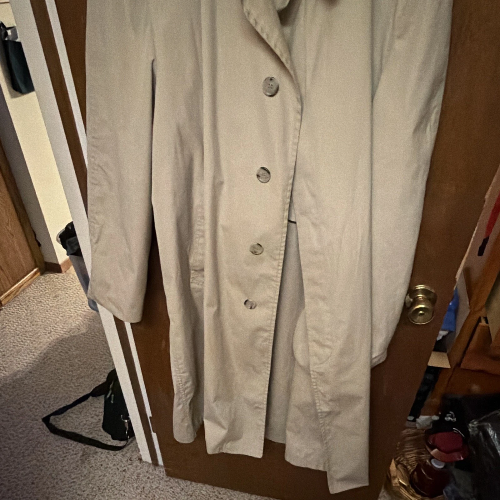 London Fog Maincoats Men's Beige Long Overcoat Button Front Size 46 image 4