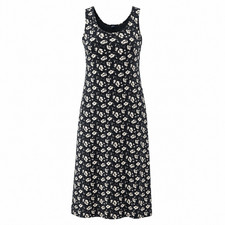 Studio Sanderson for UNIQLO Womens S Navy Floral Sleeveless Midi Dress