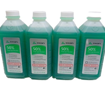 4 Swan Wintergreen Isopropyl Rubbing 50% Alcohol 16 Oz. FIRST AID Exp.2028