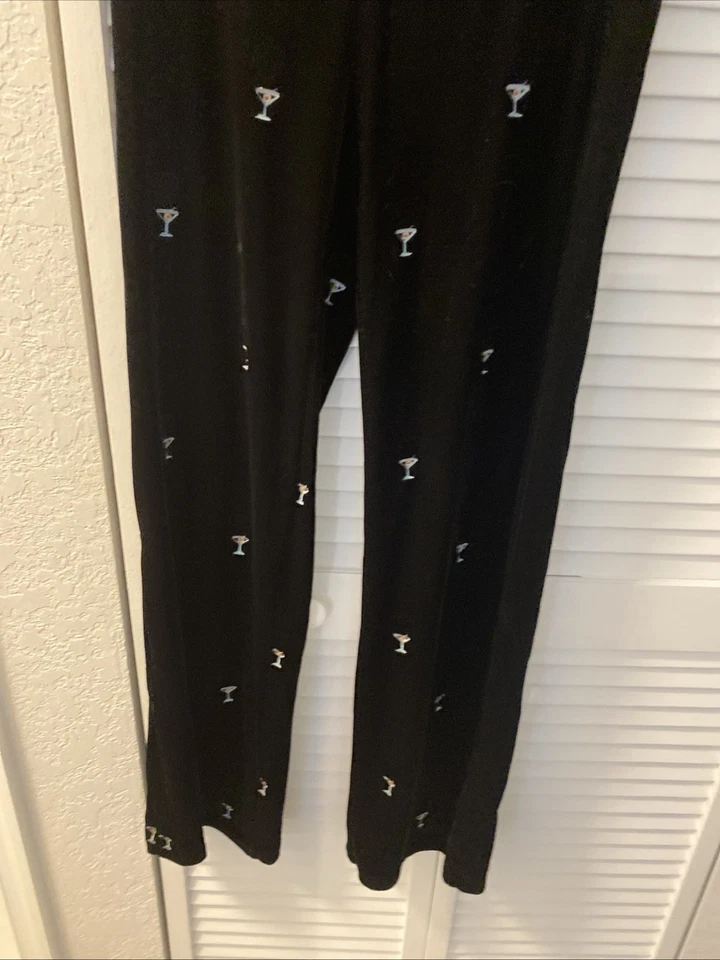 Pantalones para mujer J. McLaughlin negros de terciopelo Martini bordados talla S Foto 4 de 4