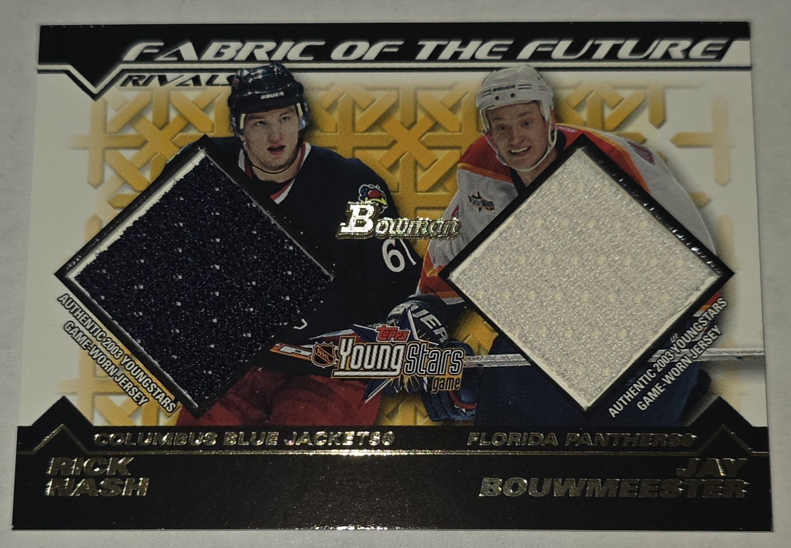 2002-03 Bowman YoungStars Rivals #RNJB Rick Nash Jay Bouwmeester Rc Jersey /250