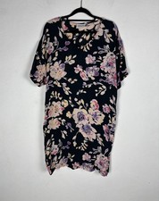 Vintage Ganni Floral Relaxed Crepe Shift Dress Size M UK 12/14 Almond Blossom