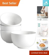 Elegant 30 Oz White Ceramic Soup Cereal Bowls Set of 4 - Dishwasher Safe