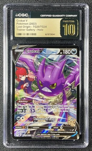 CROBAT V CGC 10 PRISTINE 2022 POKEMON SWSH LOST ORIGIN #TG20/TG30 HOLO 8041