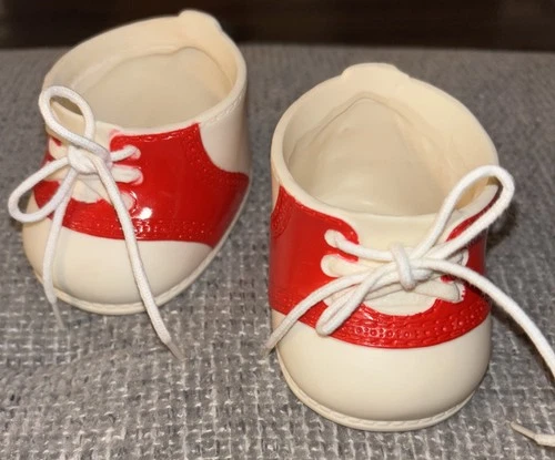 Vtg Cabbage Patch Kids / Doll Red Designer Line Tie Shoes  CPK 117