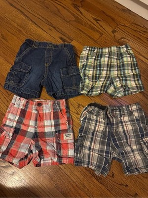 OshKosh B'gosh Kids 4-Pack Shorts - Denim Blue, Red, Green, Gray Plaid