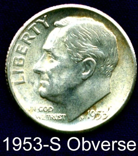 1953-S ROOSEVELT DIME / US MINT / 90% SILVER / GEM BRILLIANT UNCIRCULATED