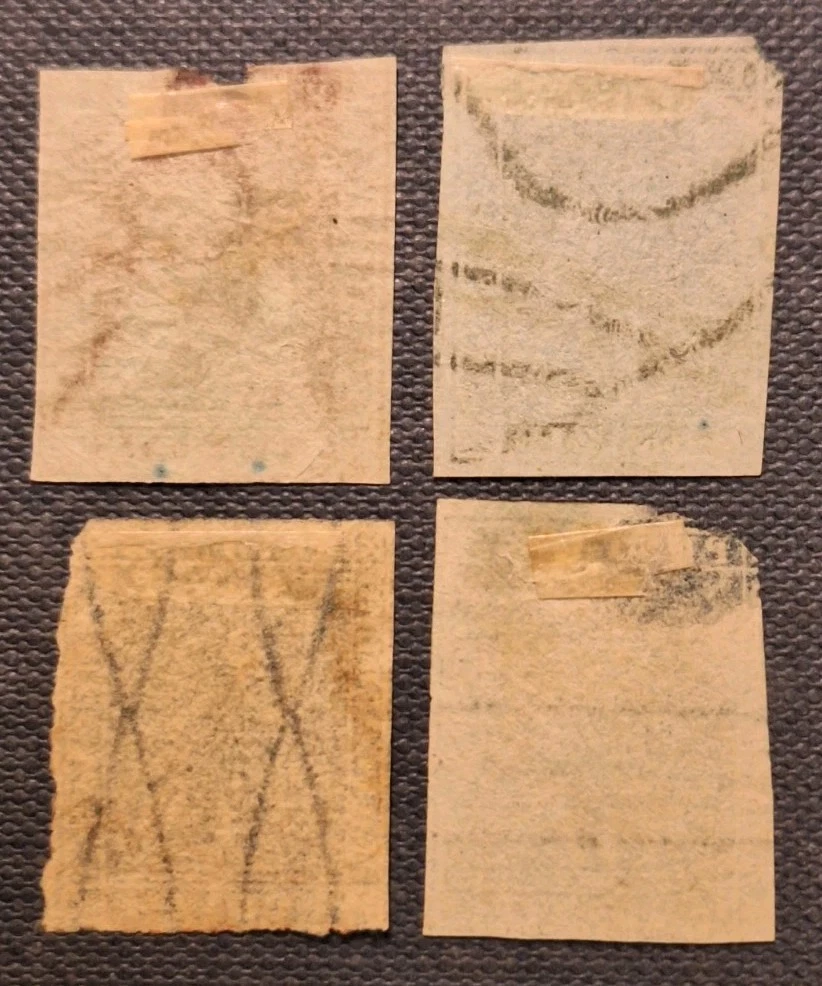 Toskana 1851, 1, 2, 2, 4 Cr., Mi. Nr. 4, 5, 5, 6, mit Schäden!, gestempelt