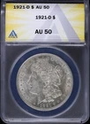 1921-D $1 Morgan Silver Dollar ANACS AU 50