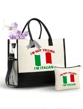 InnoBeta Italian Gifts for Women, Funny Italian Themed Tote Bag with Top Zipp...