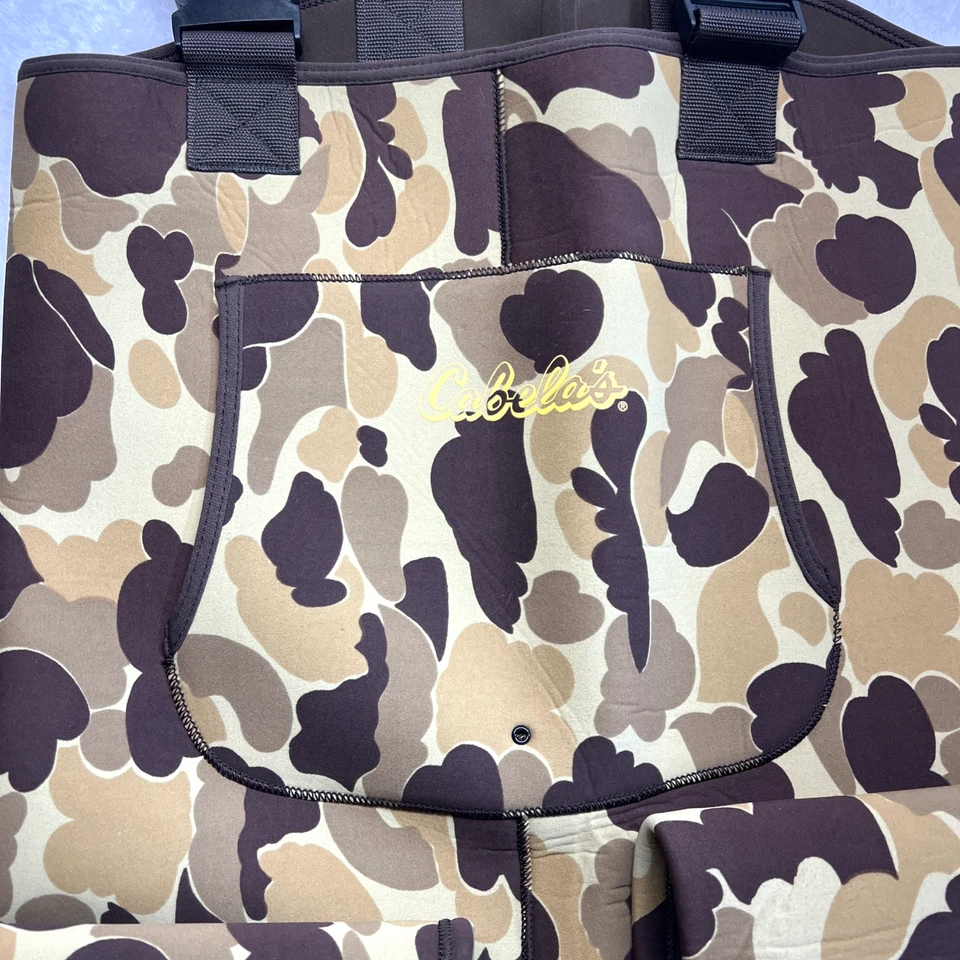 VTG Cabela's Neoprene Duck Camo Waders Men MT Shell/Hand Pouch Hunting VGC - Image 3 of 4