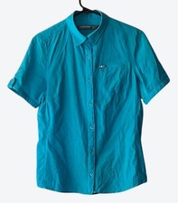 Icebreaker Merino Small Roll Tab Short Sleeve Button Front Shirt Aqua Blue Green