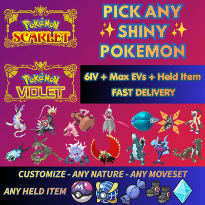 Pokemon Scarlet And Violet  SHINY  6IV, Max EVs, Any Held Item 100% Legit Custom