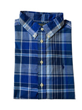 New Boys Ralph Lauren Polo Plaid Cotton Poplin Buttondown Stretch Shirt L 14-16