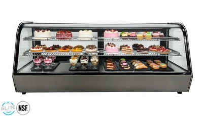 ELITE KITCHEN SUPPLY 60" Countertop Refrigerated Display Case Curved NSF Listed Deli Case with LED
