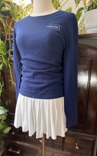 NWT Sz M J. Crew Navy Blue Wool Hinge Teddie Pullover Sweater Embroidered New