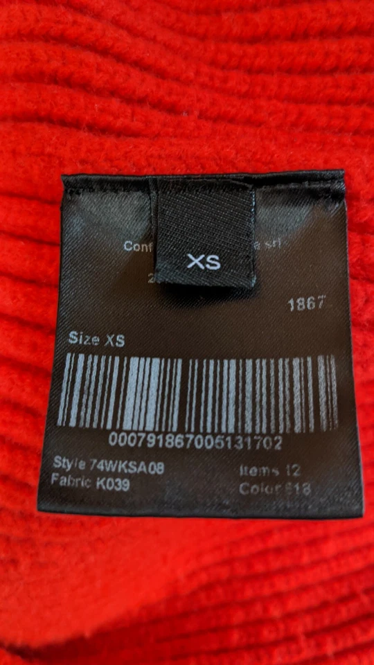 Falda tejida roja Calvin Klein 205w39nyc FW 2017 mezcla de cachemir acanalada Raf Simons Foto 3 de 4