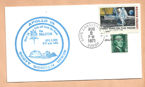 APOLLO 15 THE FALCON AUG 2,1971 CAPE WHITNEY SPACE COVER NASA - Bild 1 von 1