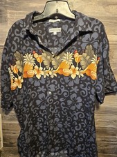 Vtg Pierre Cardin Hawaiian Luau Tropical Fruit Button Down Shirt Size Large
