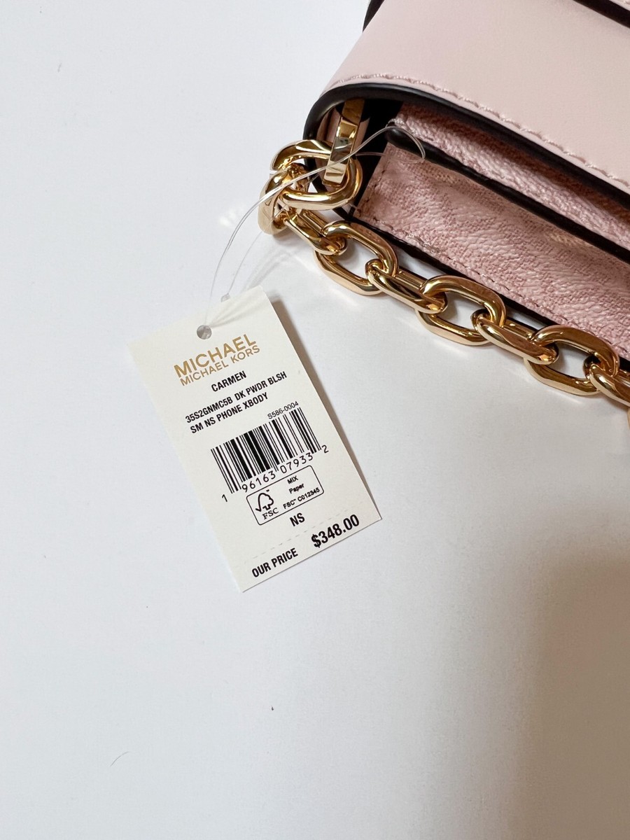 MICHAEL KORS CARMEN SMALL NS PHONE CROSSBODY BAG MK PINK | eBay