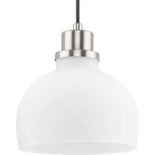 Progress Lighting Garris Brushed Nickel Etched Glass Transitional Mini-Pendant