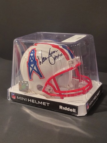 Warren Moon Signed Houston Oilers Throwback Riddell Mini Helmet w/HOF'06 - SS