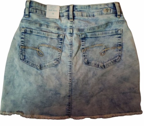 Justice Girls Size 18 Denim Jean Skirt Built In Shorts Distressed High Waist NEW - Picture 4 of 4