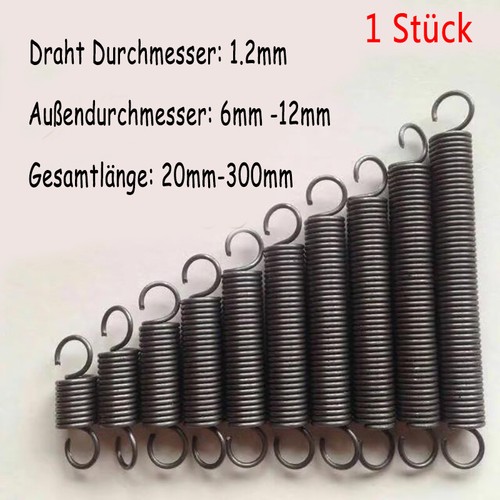 4 Stück Spannfeder Zugfeder Mit Haken – 70 Mm Länge, 2,5 Mm Drahtdurchmesser, 16 Mm Außen-Ø, Max. 19 Kg Zugkraft