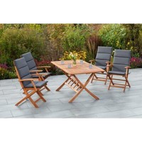 Merxx GartenmöBel Comodoro Set 9Tlg. 4 Klappsessel + 1 Klappausziehtisch Natur