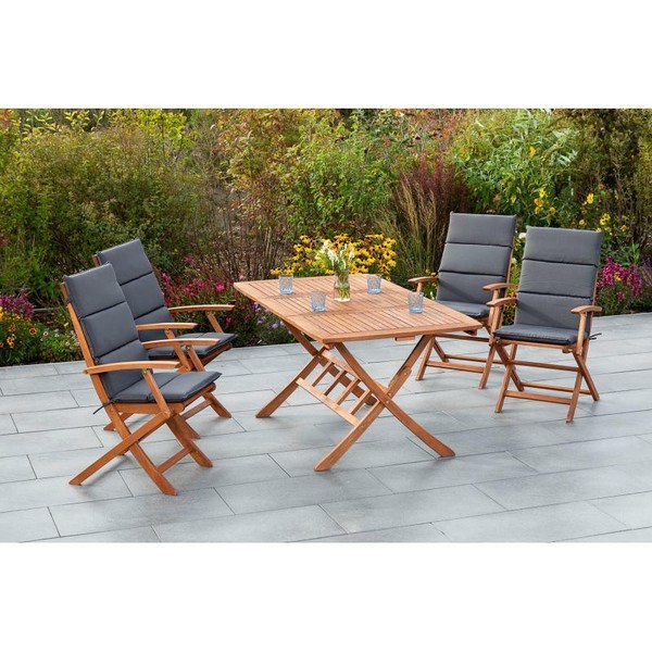 Merxx GartenmöBel Comodoro Set 9Tlg. 4 Klappsessel + 1 Klappausziehtisch Natur-image