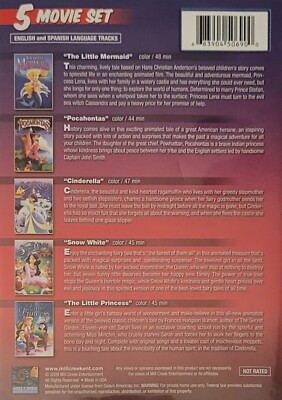 PRINCESS COLLECTION 5 MOVIE DVD Snow White Cinderella The Little