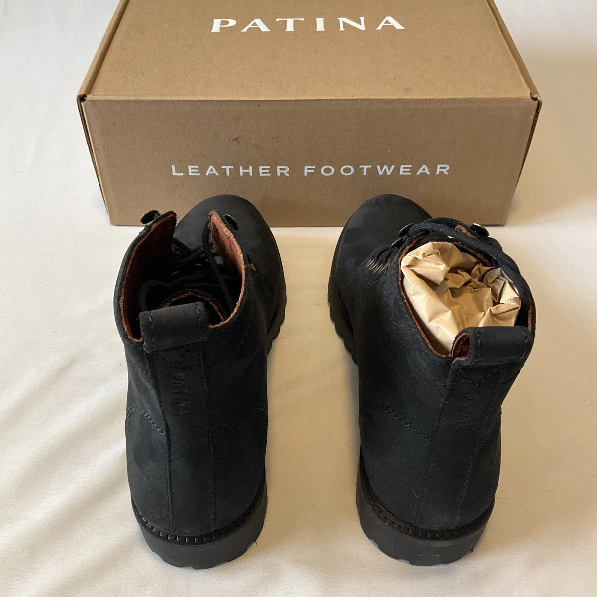 Patina London Leather Boots Mens Size 10 Black | eBay