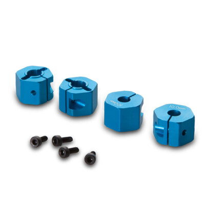 Blue Alloy 12mm Clamp Type Alloy Hex Wheel Hubs (10mm X-Wide, 4pcs) GMA70273