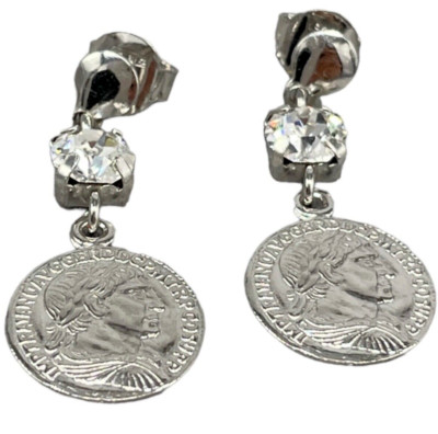 Ohrringe Damen argento925 Puntiluce Anhänger Designer für Abitur Krone D'Laurel