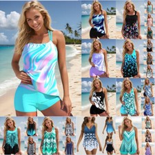 New Women Tankini dots Swimdress Swimsuit Beachwear Push Up Swimwear Plus Size