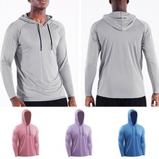Men Activewear Gym Running Sport Long Sleeve Hoodies Summer Thin Outdoor Tops*UK