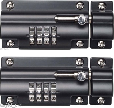 2x Sterling Combination Code Lock Sliding Door Bolt for Gates 