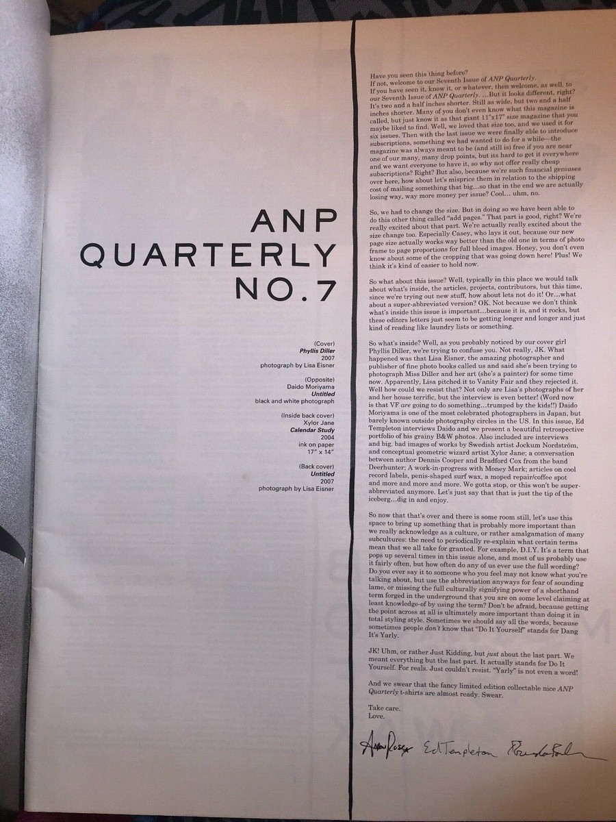 RVCA ANP Quarterly Art Mag Issue #7 Phyllis Diller, Dennis Cooper