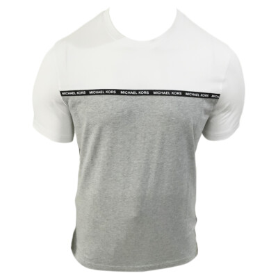 MSRP $59.99 NWT MICHAEL KORS MEN'S WHITE GRAY CREW NECK SHORT SLEEVE T-SHIRT M