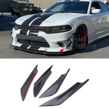 For Dodge Charger Carbon Fiber Front Bumper Canards Diffuser Lip Splitter Fins