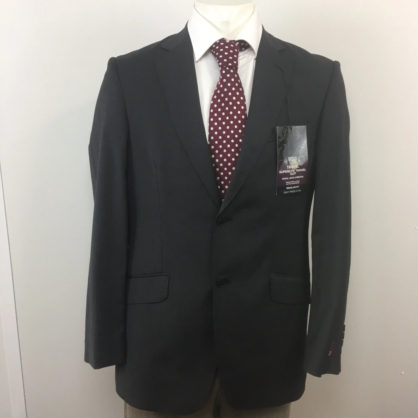 MARKS AND SPENCER BLAZER Jacket 38 Reg Travel Super lightweight New £110 Grey