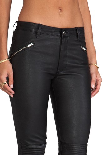BLK DNM WOMENS BLACK LEATHER MOTO PANTS 1 SIZE 28 NEW - Picture 5 of 9
