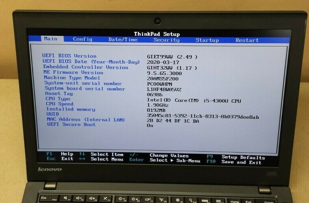 LENOVO THINKPAD X250 LAPTOP CORE i5-5300u @ 2.30Ghz 4GB RAM LENOVO THINKPAD X250 LAPTOP CORE i5-5300u @ 2.30Ghz 4GB RAM