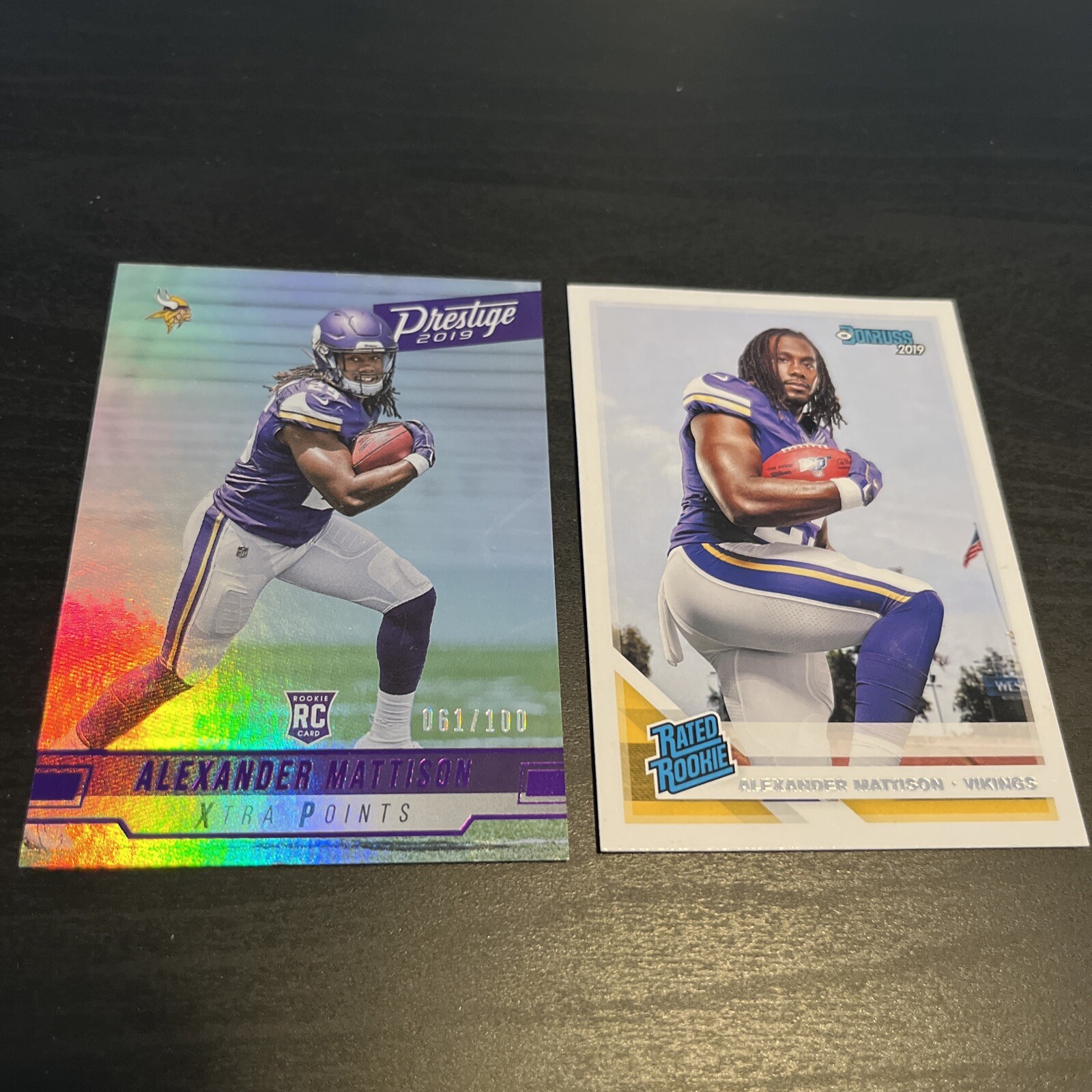 ALEXANDER MATTISON RC 2019 Prestige FOIL XTRA SP /100 #281 & Donruss #331 (d9)