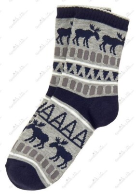 Gymboree Boys Socks M shoe sz 13-2 Buffalo Lodge Moose Socks NWT Fair Isle 